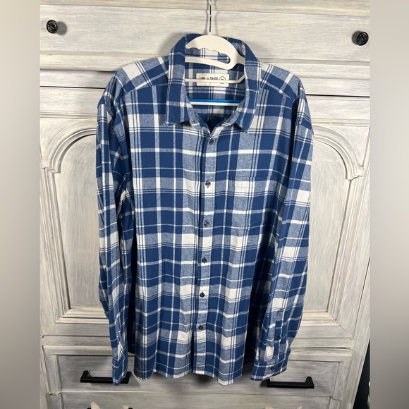 Line Of Trade Blue & White Plaid Summit Flannel Button Down Cotton - Picture 1 of 7